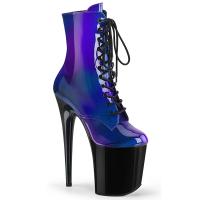 FLAMINGO-1020SHG Pleaser vegane Damen Plateau Schnür Stiefeletten blau lila schwarz