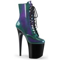 FLAMINGO-1020SHG Pleaser vegane Damen Plateau Schnür Stiefeletten lila grün schwarz