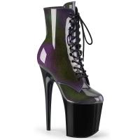 FLAMINGO-1020SHG Pleaser vegan platform lace-up ankle boot purple oliv black