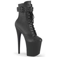 FLAMINGO-1020STR Pleaser high heels ankle boot pyramid studs black matte