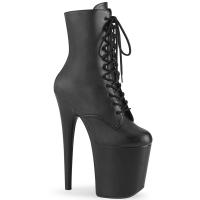 FLAMINGO-1020WR Pleaser vegan platform ankel boot wrapped platform black matte