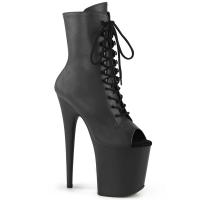 FLAMINGO-1021 Pleaser high heels platform peep toe ankle boot black matte