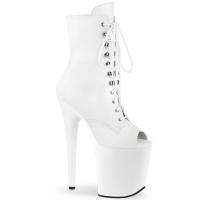 FLAMINGO-1021 Pleaser high heels platform peep toe ankle boot white matte