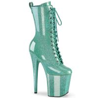 FLAMINGO-1040GP Pleaser vegan high heels ankle boot aqua glitter patent