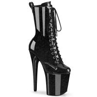 FLAMINGO-1040GP Pleaser vegan high heels ankle boot rubin black glitter patent