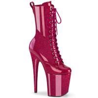 FLAMINGO-1040GP Pleaser Damen High Heels Plateaustiefeletten fuchsia Glitter Lack