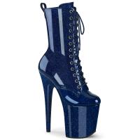 FLAMINGO-1040GP Pleaser Damen High Heels Plateaustiefeletten navyblau Glitter Lack