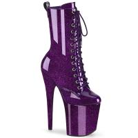 FLAMINGO-1040GP Pleaser vegan high heels ankle boot teal purple patent