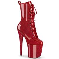 FLAMINGO-1040GP Pleaser vegan high heels ankle boot rubin red glitter patent