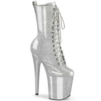 FLAMINGO-1040GP Pleaser vegan high heels ankle boot silver glitter patent