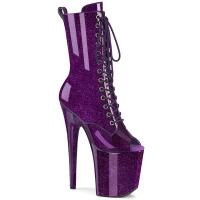 FLAMINGO-1041GPFLAMINGO-1041GP Pleaser vegan high heels platform peep toe ankle boot purple glitter patent