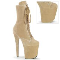 FLAMINGO-1045VEL Pleaser vegan platform ankle boot protectors cream velvet