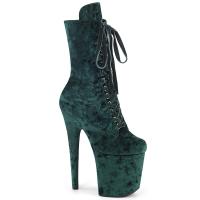 FLAMINGO-1045VEL Pleaser vegan platform ankle boot protectors emerald green velvet