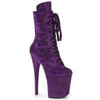 FLAMINGO-1045VEL Pleaser vegan platform ankle boot protectors purple velvet
