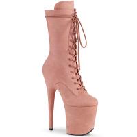 FLAMINGO-1050FS Pleaser vegane High-Heels Plateau Schnürung Stiefeletten babypink Mikrofaser