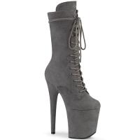 FLAMINGO-1050FS Pleaser High Heels platform ankle boot lace-up front grey suede