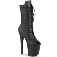 FLAMINGO-1051LWR Damen High Heels Plateau Schnürstiefeletten schwarz echtes Leder