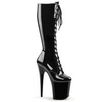 FLAMINGO-2023 Pleaser high heels platform boot black stretch patent