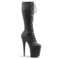 Sale FLAMINGO-2023 Pleaser High-Heels Plateaustiefel schwarz Lederoptik Größe 40