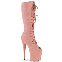 FLAMINGO-2051FS Pleaser kniechohe High-Heels Plateau Stiefeletten babypink Mikrofaser