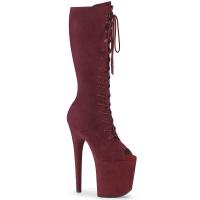 FLAMINGO-2051FS Pleaser High-Heels Plateau Peep-Toe Stiefeletten burgund Mikrofaser