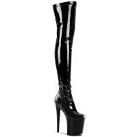 FLAMINGO-3000 Pleaser high heels platform thigh boot black stretch patent