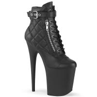 FLAMINGO-800-05 Pleaser vegan ankle bootie high heels quilted pattern black matte
