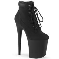 FLAMINGO-800TL-02 Pleaser Vegan Platform Lace-Up Front Bootie black nubuk