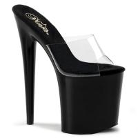 Sale FLAMINGO-801 Pleaser high heels platform slide clear black 37