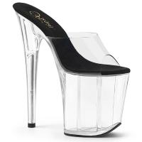 FLAMINGO-801 Pleaser Stiletto High-Heels Plateau Pantoletten transparent schwarz