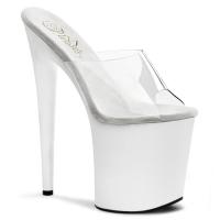 FLAMINGO-801 Pleaser High-Heels Plateau Pantoletten transparent weiß