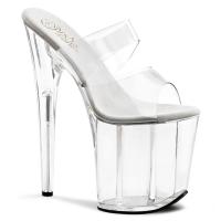 FLAMINGO-802 Pleaser High-Heels Pantoletten Doppelriemchen transparent
