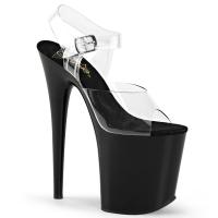 FLAMINGO-808 Pleaser High-Heels Plateau Sandaletten transparent schwarz
