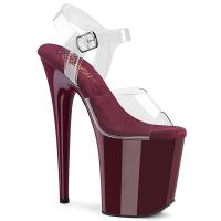 FLAMINGO-808 elegante Pleaser High-Heels Plateau Sandaletten transparent burgund