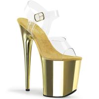 FLAMINGO-808 Pleaser high heels platform sandal clear gold chrome