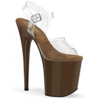 Sale FLAMINGO-808 Pleaser high heels platform sandal clear mocha 40