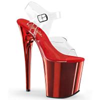 Sale FLAMINGO-808 Pleaser high heels platform sandal clear red chrome 38