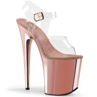 FLAMINGO-808 Pleaser high heels platform sandal clear rose gold chrome
