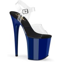 FLAMINGO-808 Pleaser high heels platform sandal clear royal blue