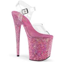 FLAMINGO-808CF Pleaser high heels platform sandal clear pink confetti