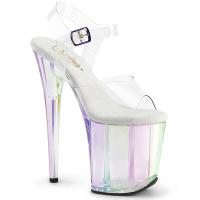 FLAMINGO-808HT Pleaser highheels platform ankle strap sandal clear holo tinted