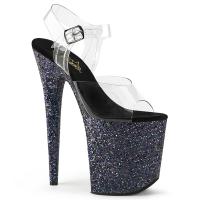 FLAMINGO-808LG Pleaser high heels platform sandal clear black multi glitter