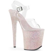 FLAMINGO-808LG Pleaser high heels platform sandal clear opal multi glitter