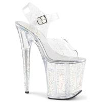 FLAMINGO-808MMG Pleaser high heels platform sandal transparent mini glitter