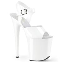 FLAMINGO-808N Pleaser high heels platform sandal white jelly-like straps