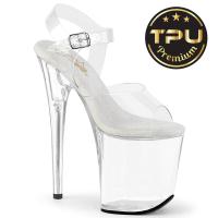 Sale FLAMINGO-808PREM Pleaser Damen High Heels Plateausandaletten klar TPU 39