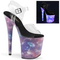 FLAMINGO-808REFL Pleaser platform sandal clear purple blue reflective galaxy effect