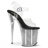 Sale FLAMINGO-808SRS Pleaser high heels platform sandal clear black simulated rhinestones 36