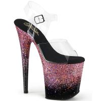 FLAMINGO-808SS Pleaser High Heels Plateausandaletten schwarz pink Multi Glitter Verlauf