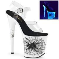 FLAMINGO-808SW Pleaser high heels platform sandal clear neon white spider design